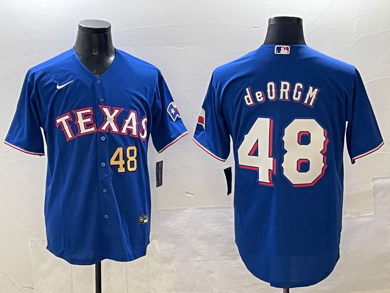 Men Texas Rangers 48 Degrom Blue Game 2025 Nike MLB Jersey style 6